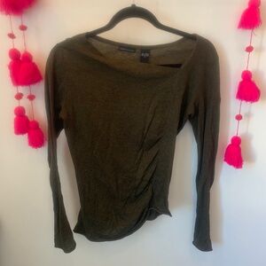 Victoria's Secret Moda International asymmetric ruched army/olive green sweater